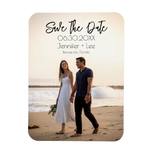 Custom Minimalistisch Wedding Foto Save the Date Magnet (Vertikal)