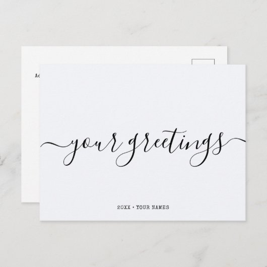 Custom Minimalistisch White Universell Greetings Postkarte (Vorne/Hinten)