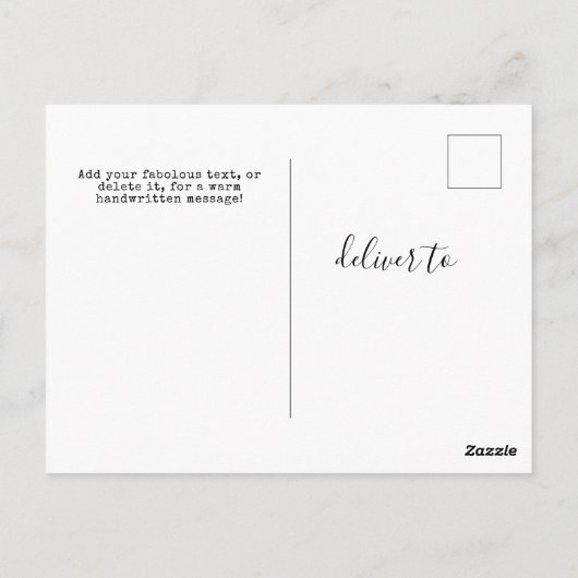 Custom Minimalistisch White Universell Greetings Postkarte (Rückseite)