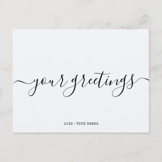 Custom Minimalistisch White Universell Greetings Postkarte (Vorderseite)