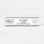 Custom Minnesota Staat US Zuhause Line Art Schreibtischnamensplakette (Vorderseite )