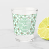 Custom Mint and Gold Polka-Dotted Wedding Schnapsglas (Vorderseite)