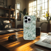 Custom Mint Green bestickt floral iPhone Case