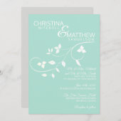 Custom MINT Green White Blätter Weinhochzeit Einladung (Vorne/Hinten)