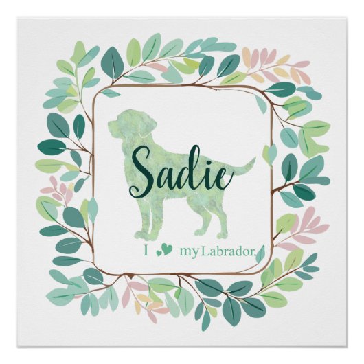 Custom Mint Labrador Retriever Silhouette Poster (Vorderseite)