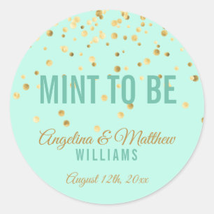 Custom Mint to be Mint Gold Confetti Wedding Runder Aufkleber