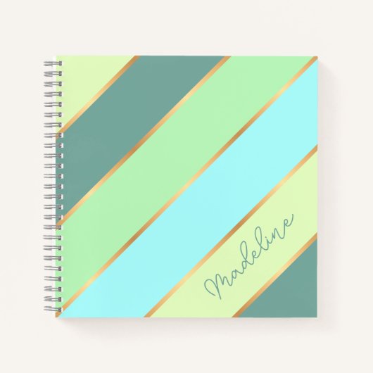 Custom Minze Green Aquamarin Türkis Blue Gold Stre Notizblock (Vorderseite)