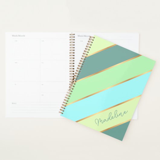 Custom Minze Green Aquamarin Türkis Blue Gold Stre Planer (Anzeige)