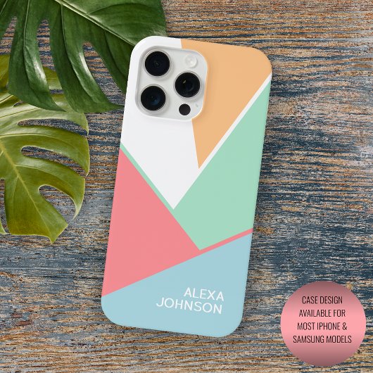 Custom Minze Green Light Blue Blush Pink Block Art iPhone Hülle