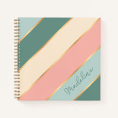Custom Minze Green Soft Blush Pink Gold Art Streif Notizblock (Vorderseite)
