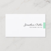 Custom Minze Green White Moderne Handgeschriebenes Visitenkarte (Vorderseite)