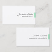 Custom Minze Green White Moderne Handgeschriebenes Visitenkarte (Vorne/Hinten)