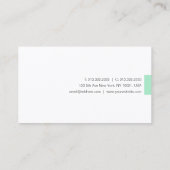 Custom Minze Green White Moderne Handgeschriebenes Visitenkarte (Rückseite)