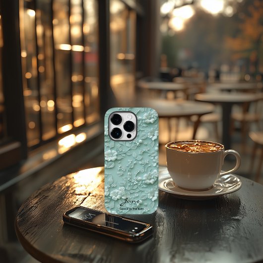 Custom Minze Grün bestickt floral Motivierend Case-Mate iPhone Hülle