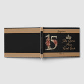 Custom Mis Quince Anos Black Floral Number Design Gästebuch (Voll)