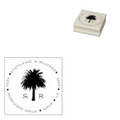Custom Mit Monogramm Beach Palm Trees Rücksendeadr Gummistempel (Stempel)