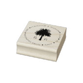 Custom Mit Monogramm Beach Palm Trees Rücksendeadr Gummistempel (Stempel)