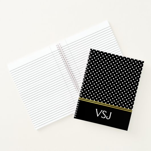 Custom Mit Monogramm Black and White Polka Dot Notizblock (Innenseite)