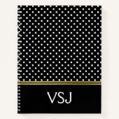 Custom Mit Monogramm Black and White Polka Dot Notizblock (Vorderseite)