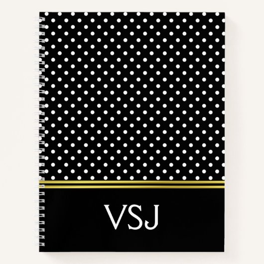 Custom Mit Monogramm Black and White Polka Dot Notizblock (Vorderseite)