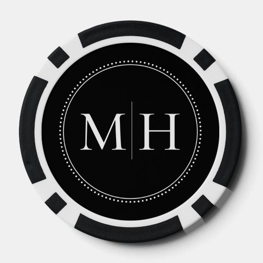 Custom Mit Monogramm Black Wedding Pokerchips (Rückseite)