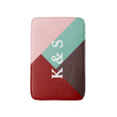 Custom Mit Monogramm Brown Rosa Red & Green Abstra Badematte (Vorderseite Vertikal)