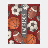 Custom Mit Monogramm Deep Red Sports Fleecedecke (Vorderseite)