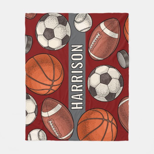 Custom Mit Monogramm Deep Red Sports Fleecedecke (Vorderseite)