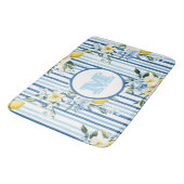 Custom Mit Monogramm Floral Lemon Bath Mat Badematte (Schrägansicht)