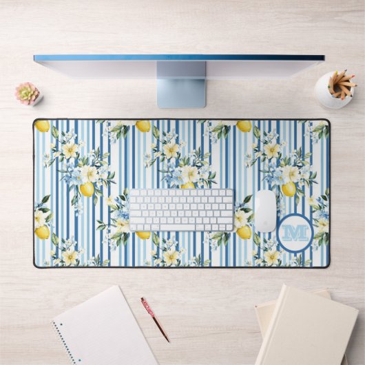 Custom Mit Monogramm Floral Lemon Desk Mat Schreibtischunterlage (Büro 1)