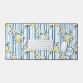 Custom Mit Monogramm Floral Lemon Desk Mat Schreibtischunterlage (Tastatur & Maus)