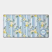 Custom Mit Monogramm Floral Lemon Desk Mat Schreibtischunterlage (Vorderseite)