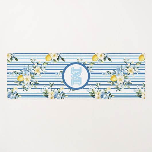 Custom Mit Monogramm Floral Lemon Yoga Matts Yogamatte (Vorderseite (Horizontal))