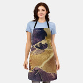 Custom Mit Monogramm Gold Lila Abstrakte Kunst Schürze (Getragen)