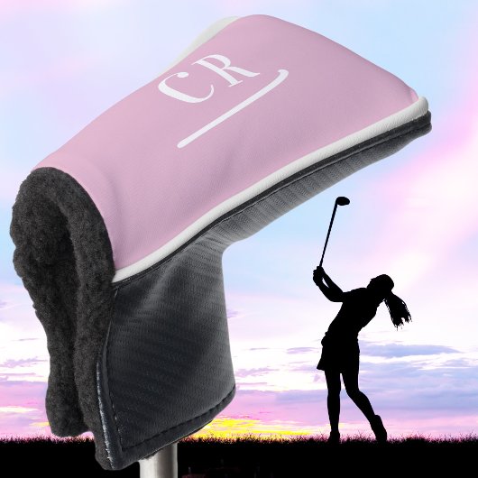 Custom Mit Monogramm Golfer Modernes Rosa Elegante Golf Headcover