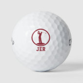 Custom Mit Monogramm Golfer Silhouette Crimson Red Golfball (Vorderseite)