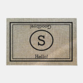 Custom Mit Monogramm Hello und Goodbye Rustic Fußmatte (Vorderseite)