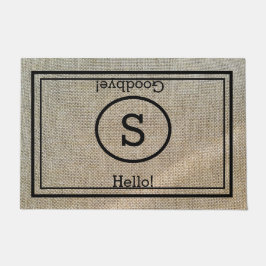 Custom Mit Monogramm Hello und Goodbye Rustic Fußmatte