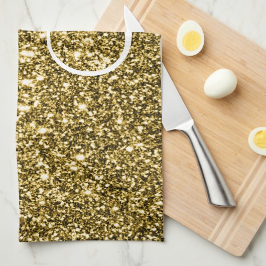 Custom Mit Monogramm Imitats Gold Glitzer Sparkone Geschirrtuch (Viertel Falte)