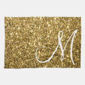 Custom Mit Monogramm Imitats Gold Glitzer Sparkone Geschirrtuch (Horizontal)