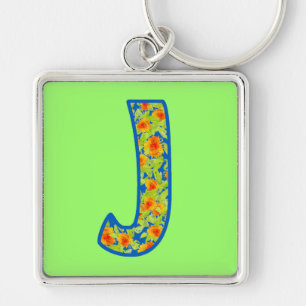 Custom Mit Monogramm J Schlüsselanhänger, Marigold Schlüsselanhänger