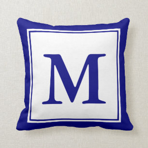 Custom Mit Monogramm Navy Blue und White Kissen