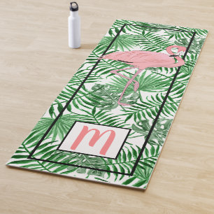 Custom Mit Monogramm Niedlich Flamingo Watercolor Yogamatte