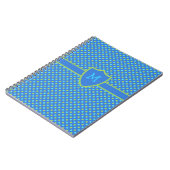 Custom Mit Monogramm Notebook: Blue Polka Dots Notizblock (Linke Seite)