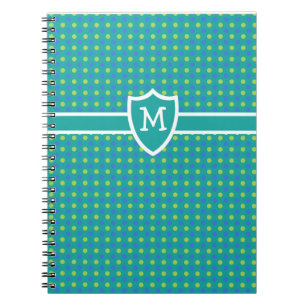 Custom Mit Monogramm Notebook: Green Polka Dots Notizblock