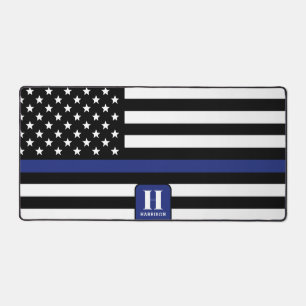 Custom Mit Monogramm Police Officer Thin Blue Line Schreibtischunterlage