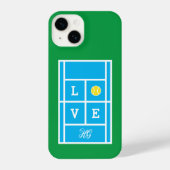 Custom mit Monogramm Tennisplatz iPhone 14 Case iPhone Hülle (Rückseite)