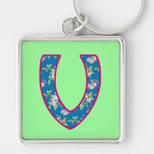 Custom Mit Monogramm V Schlüsselanhänger, Blossom Schlüsselanhänger