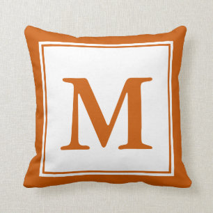 Custom Mit Monogramm White und Burnt Orange Kissen