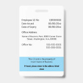 CUSTOM Mitarbeiter-ID-Karte bearbeitet blau weiß Ausweis (Rückseite)